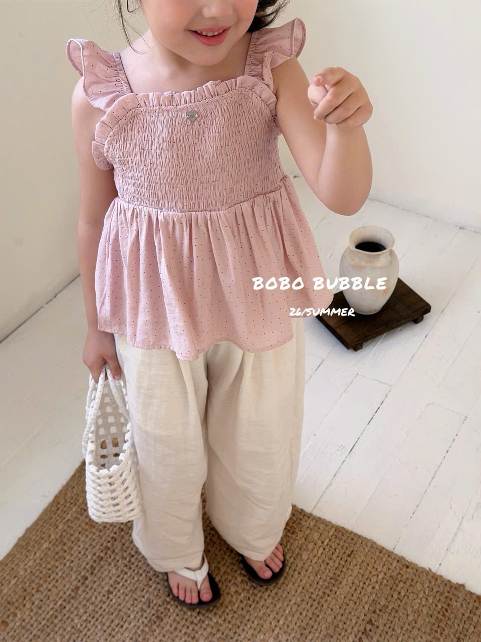 C195 - Áo thun nhún bi bèo vai chấm bi hãng Bobo Bubble (Sz90-140)