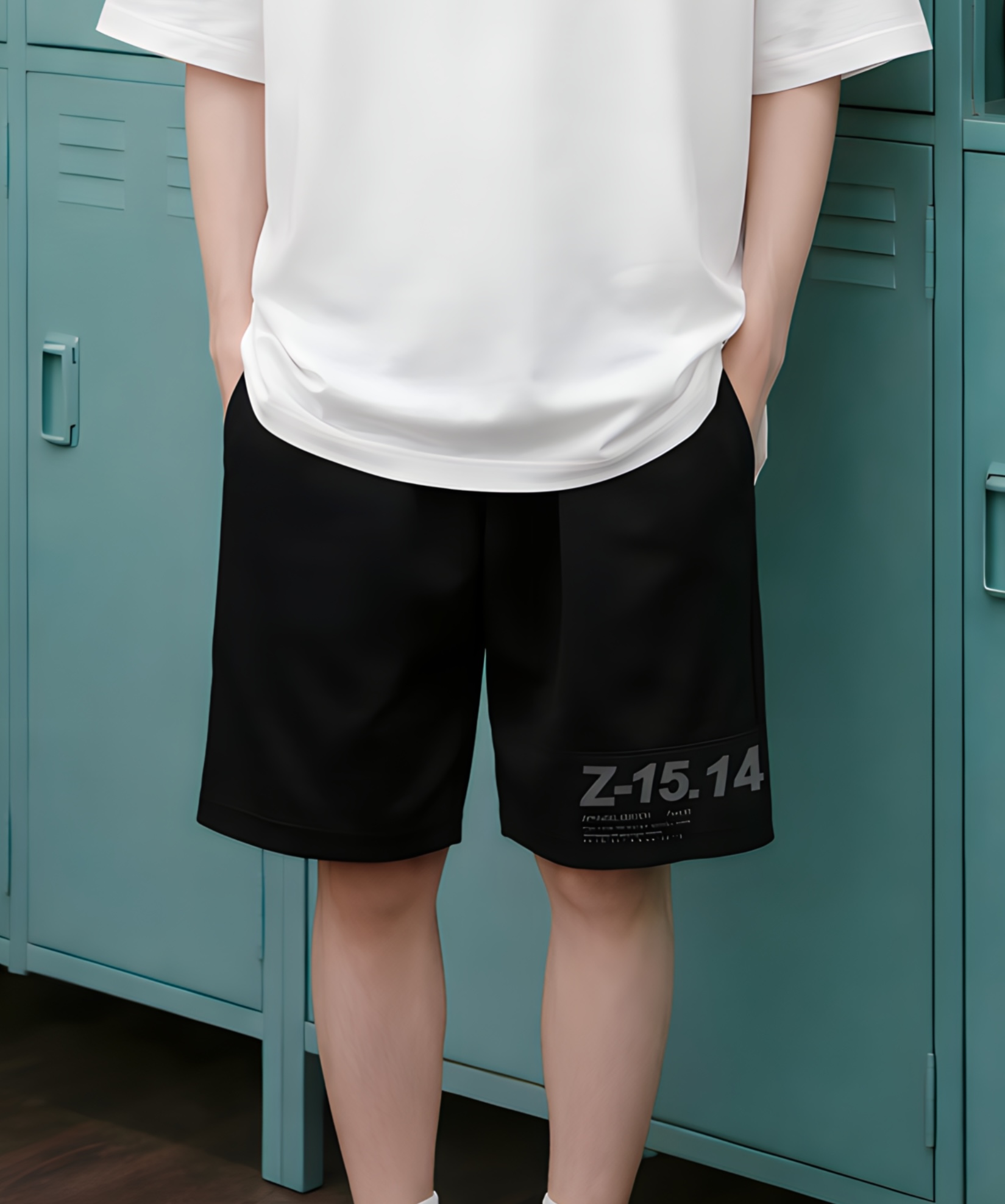 Quần short nỉ bé trai màu đen in hình