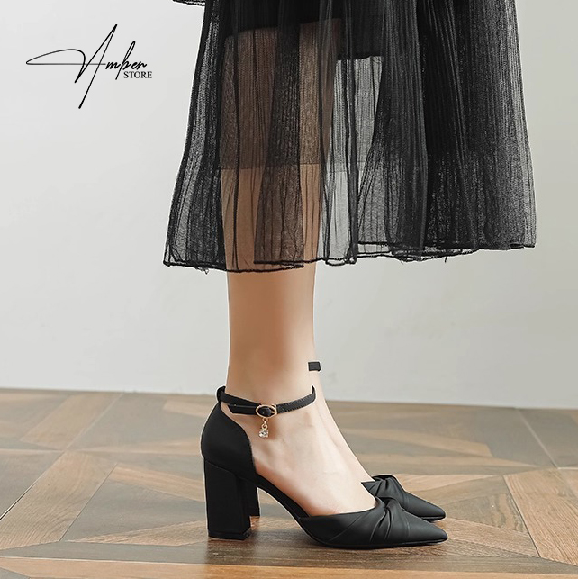 Giày Cao Gót Nữ Gót Vuông Bít Mũi Xoắn Nơ – CG18_thumbnail_5