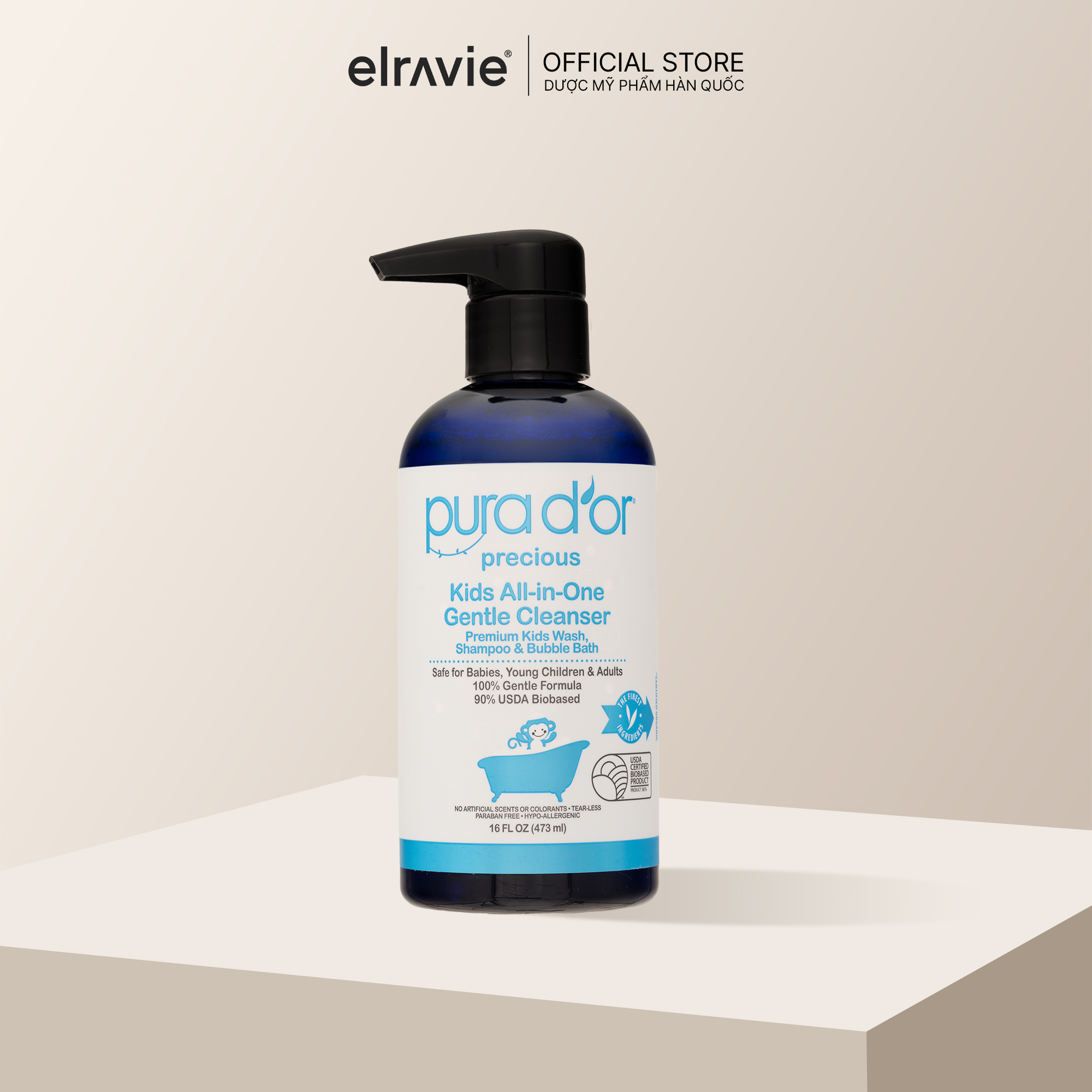 Sữa Tắm Gội Pura D'or Kids All-in-One Dịu Nhẹ Cao Cấp Dành Cho Trẻ Em 473ml