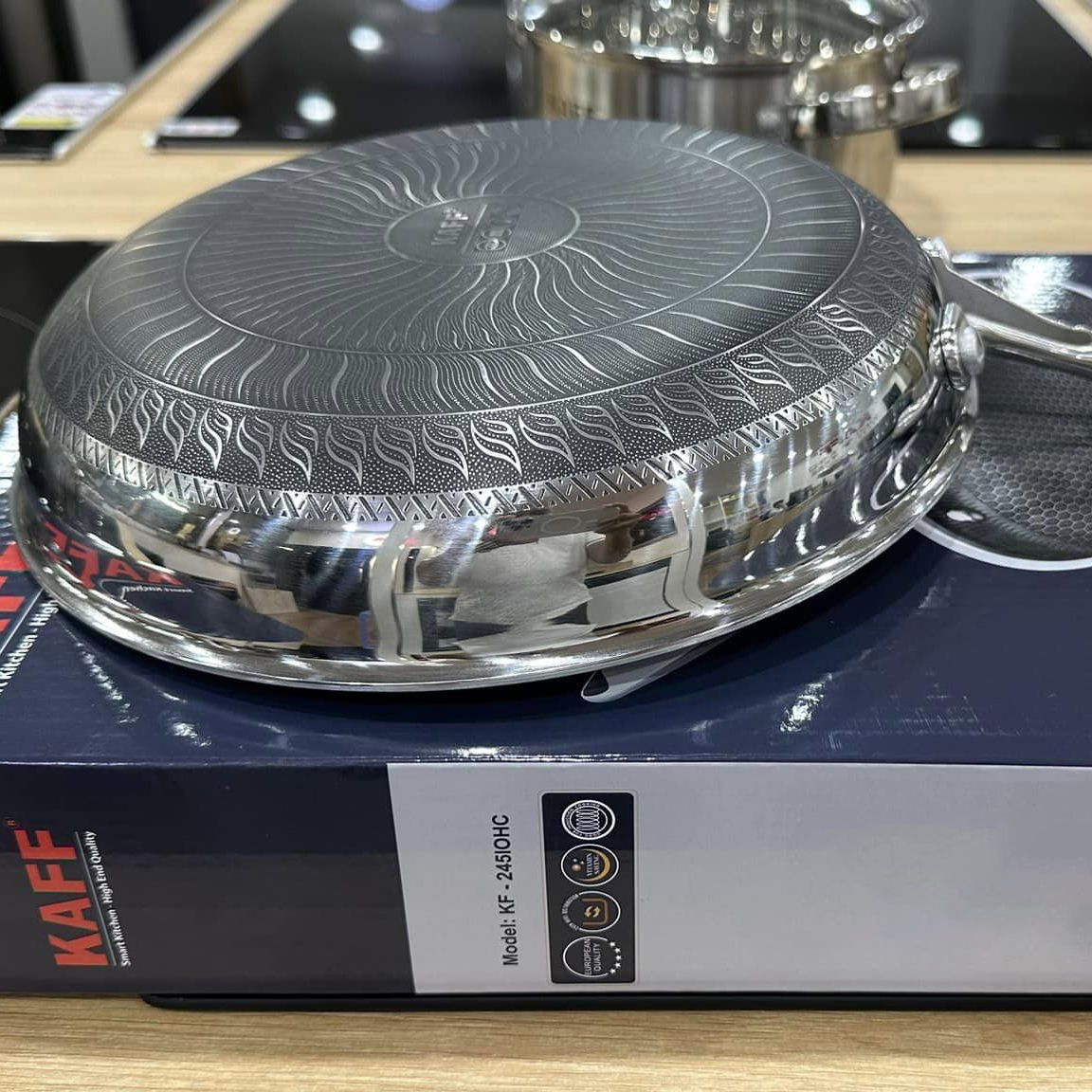 Chảo tổ ong chống dính 245IOHC  dạng tay cầm đáy liền 3 lớp Inox Sus304 vân chống trượt_thumbnail_1