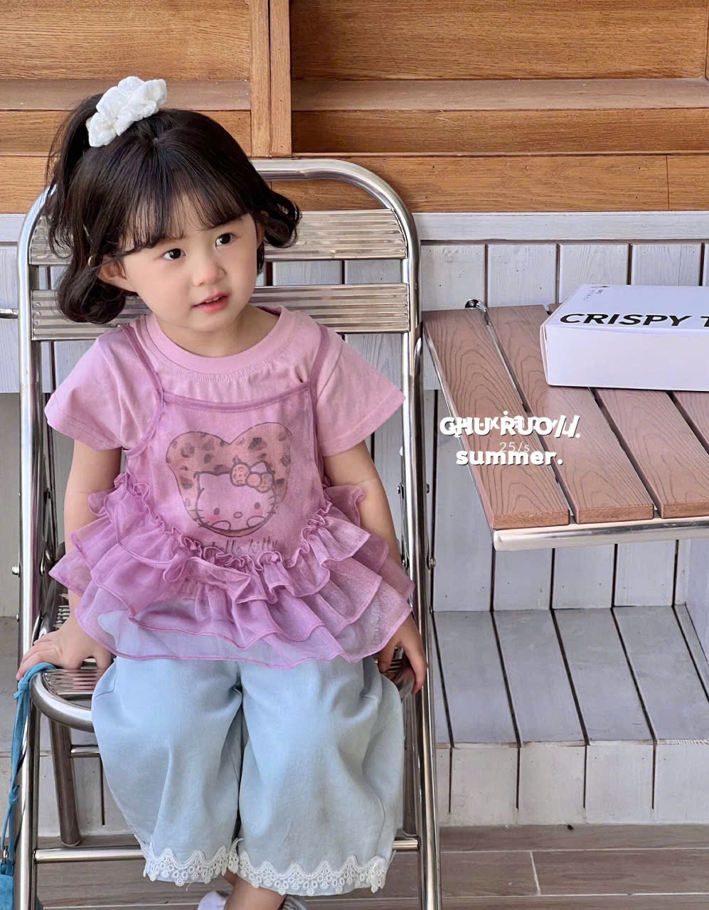 (A84) Áo thun hoạ tiết kitty kèm áo voan 2 màu kem/hồng tím sz90-130_thumbnail_1