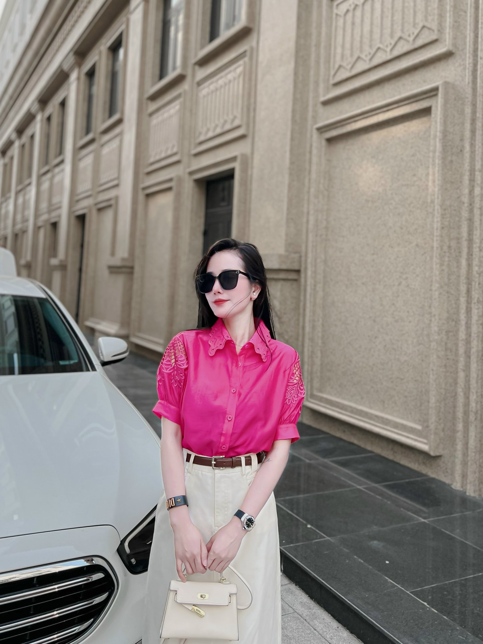 Áo Sơ Mi Họa Tiết Tay Phối Hoa Thiết Kế Xu Hướng Hiện Đại_thumbnail_4