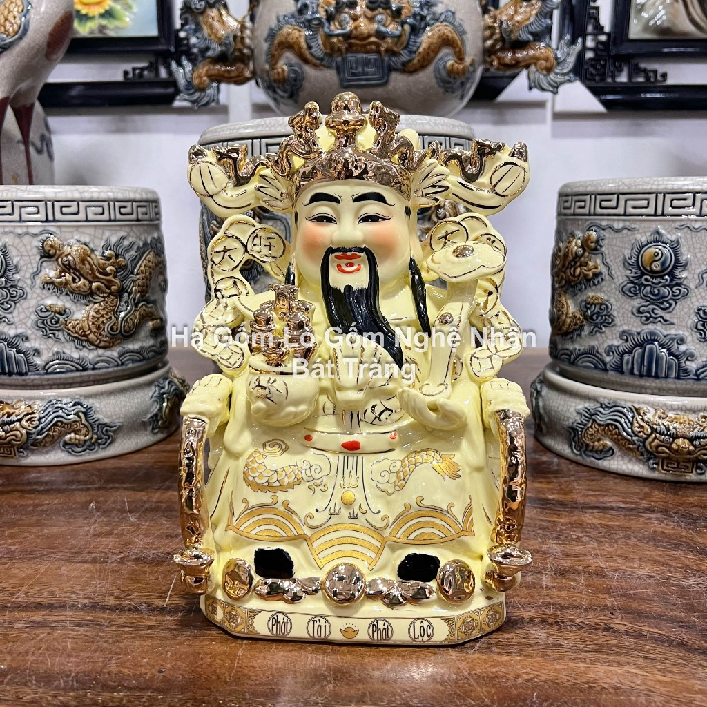 Tượng Thần Tài Thổ Địa Vẽ Gấm Vàng Thần Tiền Ông Phát Gốm Sứ Cao Cấp - Đồ Thờ Cúng Thần Tài_thumbnail_2