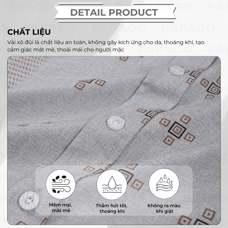 Áo sơ mi nam trung niên PAPAGO tay ngắn vải xô đũi lai ngang in họa tiết - P24SNHT010_thumbnail_2