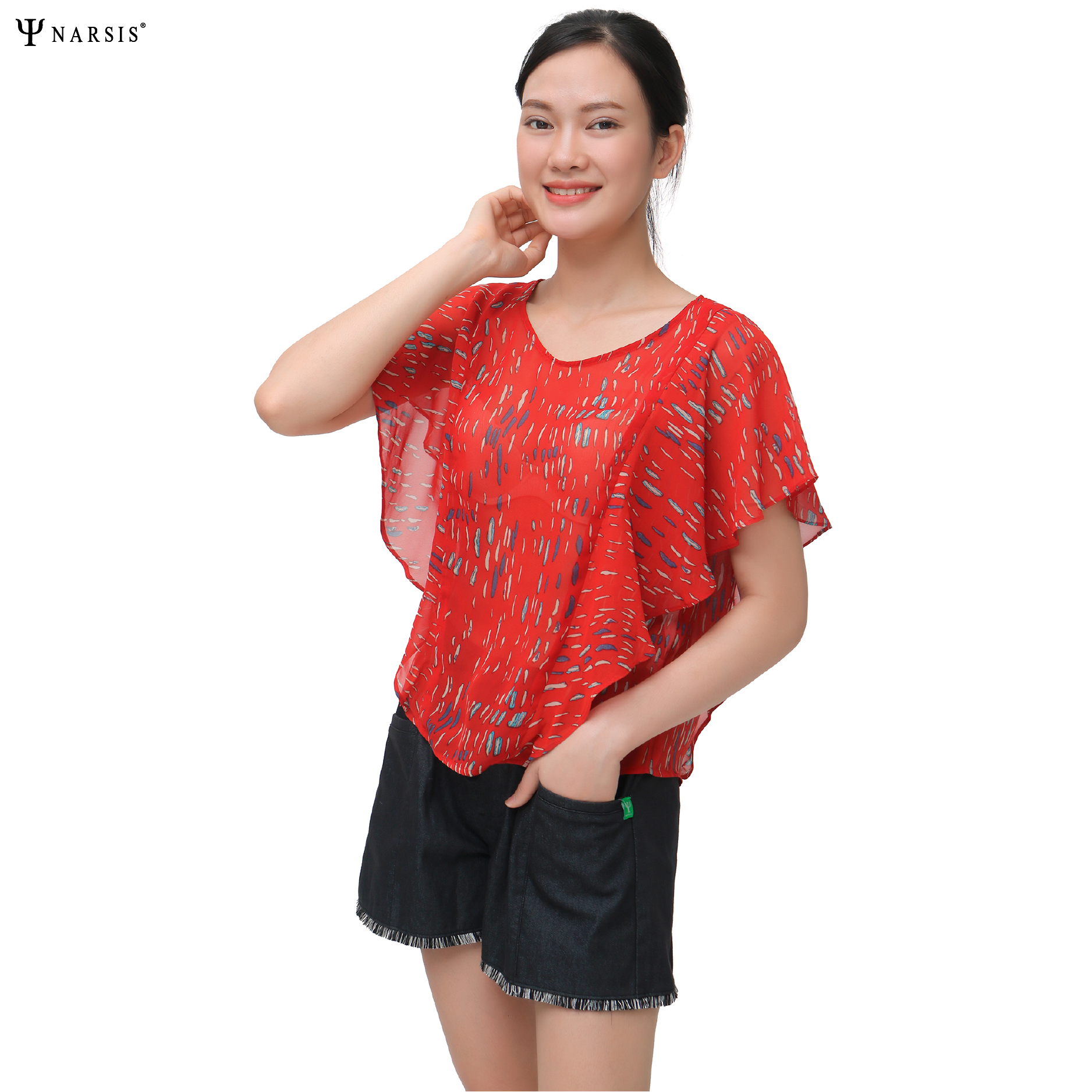 ÁO HÈ NỮ THIẾT KẾ - REN ĐỎ L9010 NARSIS CHẤT LIỆU THOÁNG MÁT, DỄ CHỊU, THOẢI MÁI CẢ NGÀY, DỄ VẬN ...