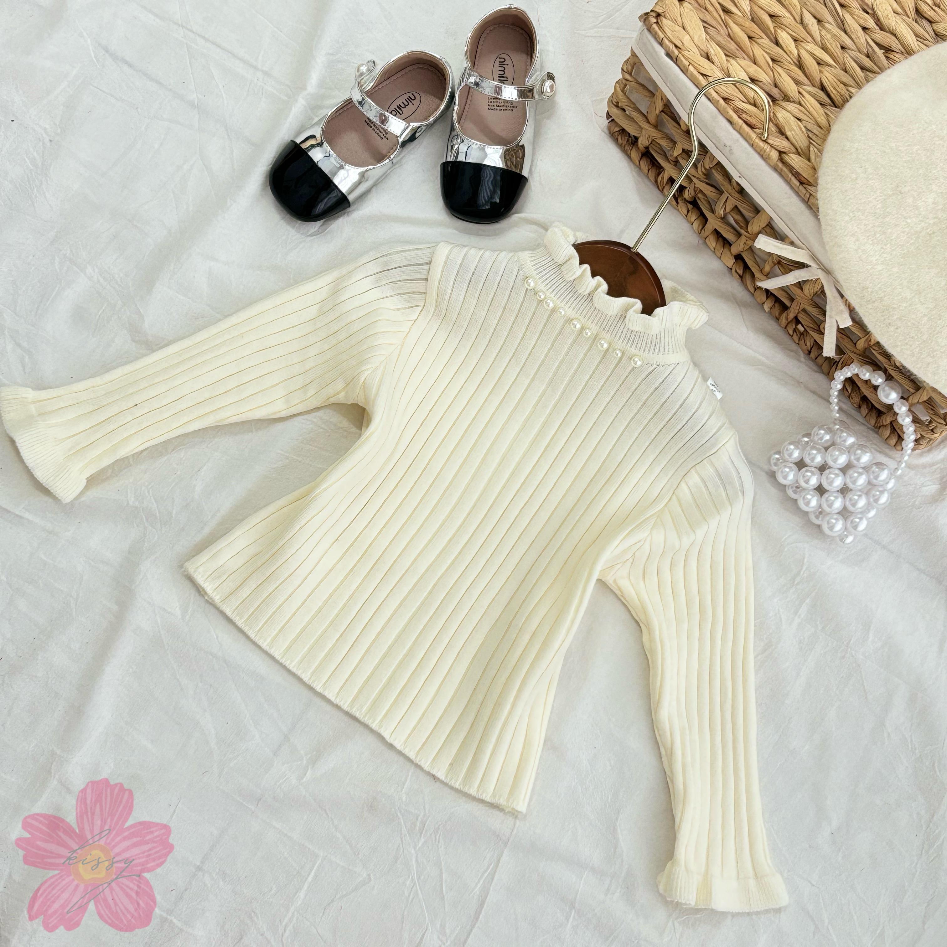 Set Váy Dạ Liền Voan Mềm Sang Chảnh Kèm Áo Len Giữ Nhiệt Mẫu Mới 2024 QCCC Dành Cho Bé Gái Sang Chảnh_thumbnail_3