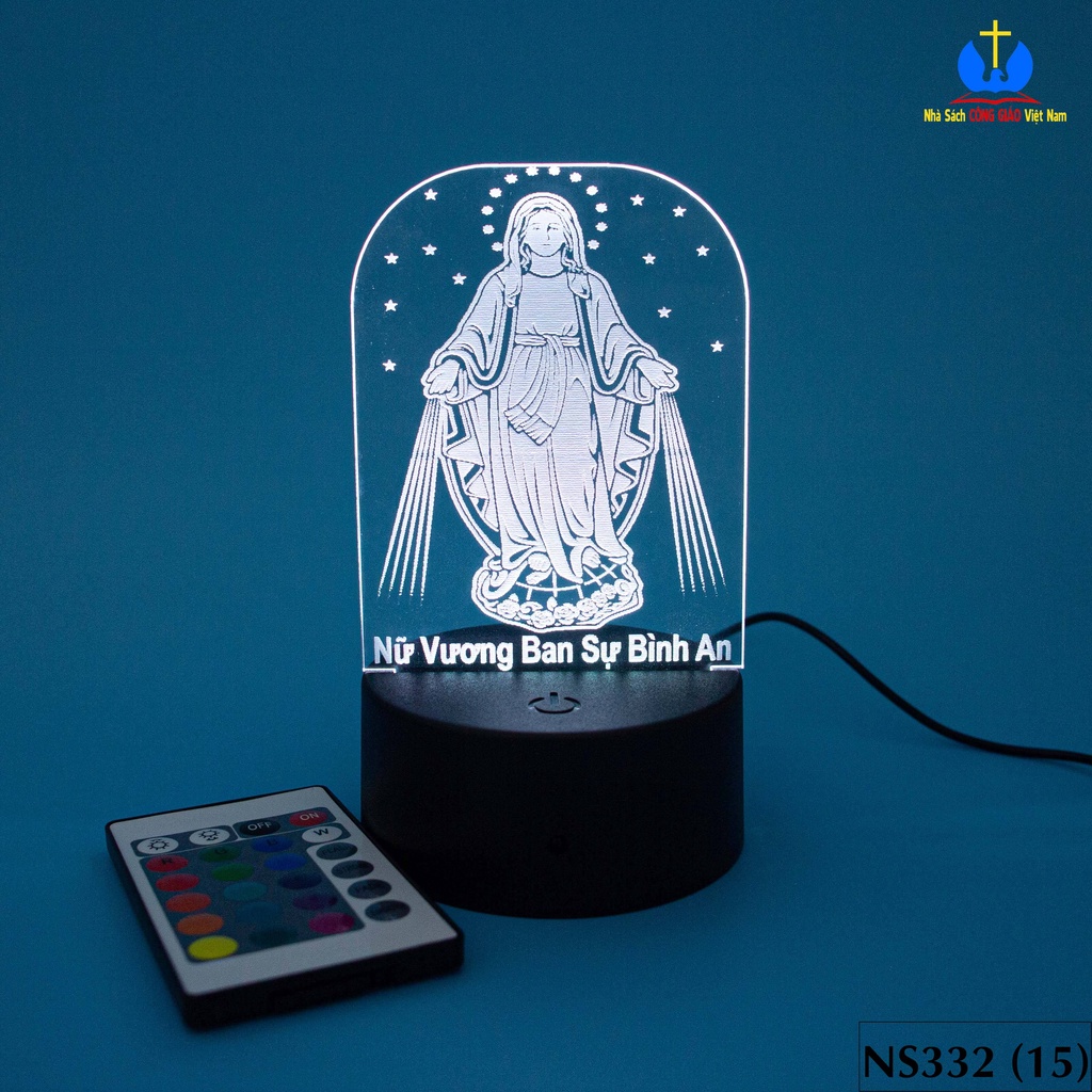 Đèn Led 3D nhiều màu để bàn mẫu Đức Mẹ Ban Ơn Maria khắc tên theo yêu cầu trang trí phòng, xe, quà tặng Công Giáo NS332_thumbnail_5