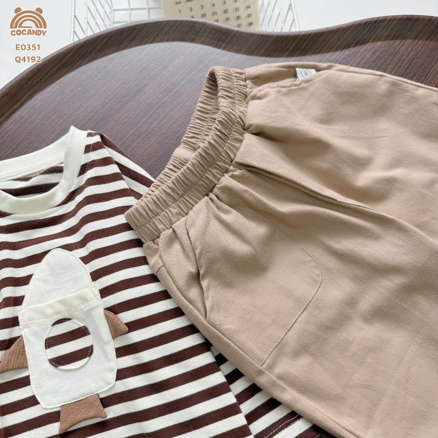 Quần dài NÂU phối túi đáp gấu_thumbnail_2