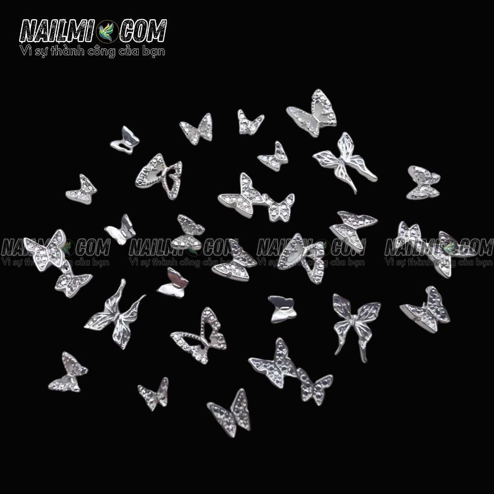 Túi charm bướm mix size màu bạc