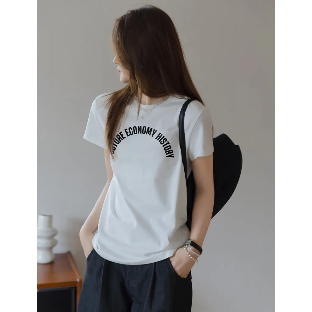 Áo thun form vừa basic in chữ 2527 Miucho Chic vải cotton mềm mại thoáng mát cổ tròn in typography_thumbnail_2