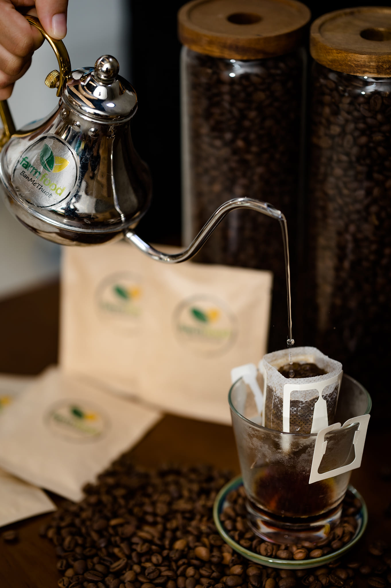 Cà phê đặc sản phin giấy tiện lợi Farmfood  - Hộp 160gr  - 10 gói