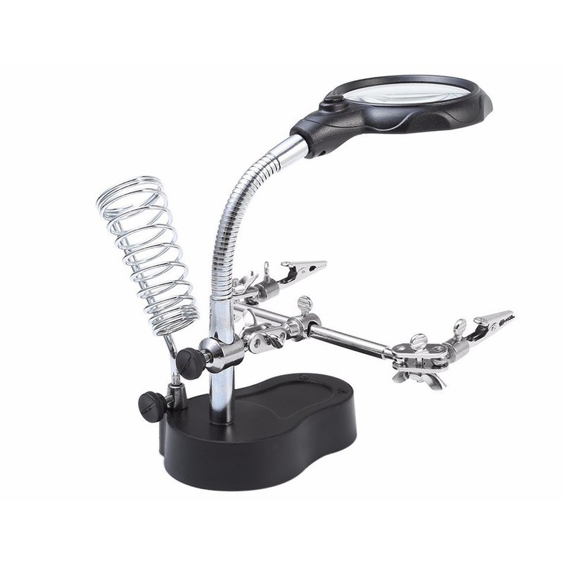 Kính lúp kẹp soi hàn mạch điện tử có đèn 2 Led và gác mỏ hàn_thumbnail_1
