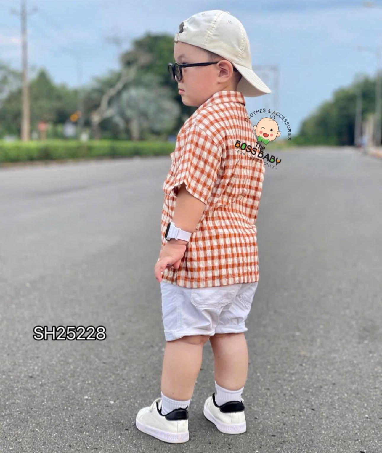 Set bộ sơmi kaki kẻ ô caro cam_thumbnail_2