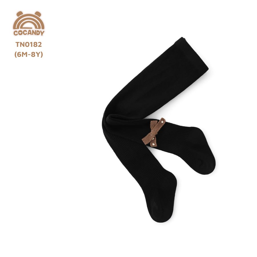 Quần tất nhập ĐEN nơ NÂU chấm bi