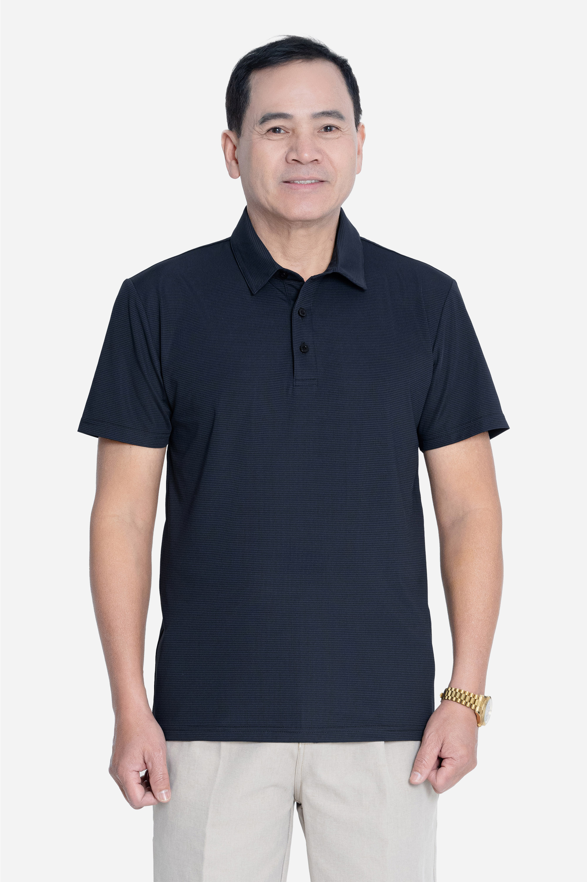 Áo Polo Nam Trung Niên ANCHI Chất Liệu Cotton Phom Suông Vạt Ngang