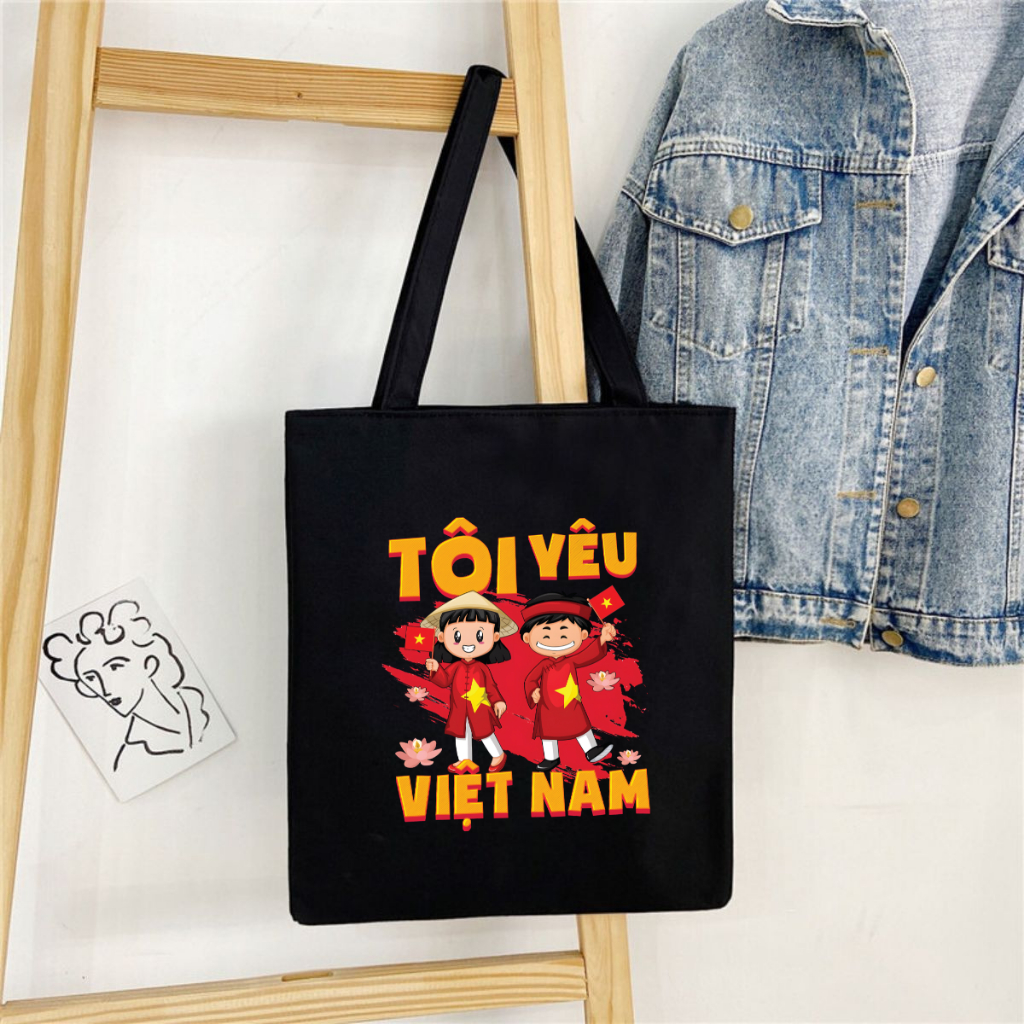 Túi Tote Tôi yêu Việt Nam  - Túi vải canvas có túi phụ và khoá kéo đựng vừa A4 và laptop (33x37cm) - TOTE21_thumbnail_12