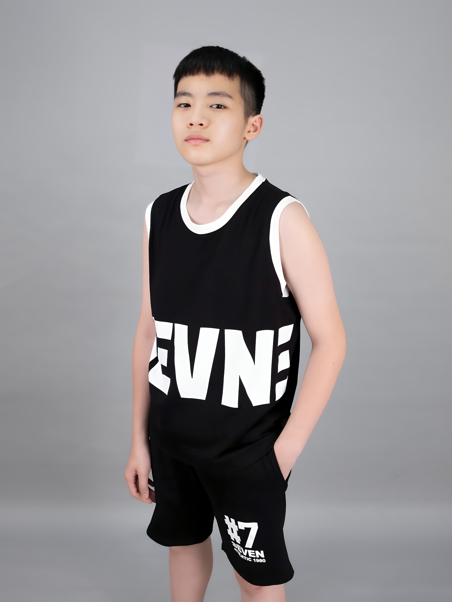 Áo 3 lỗ màu đen SEVEN