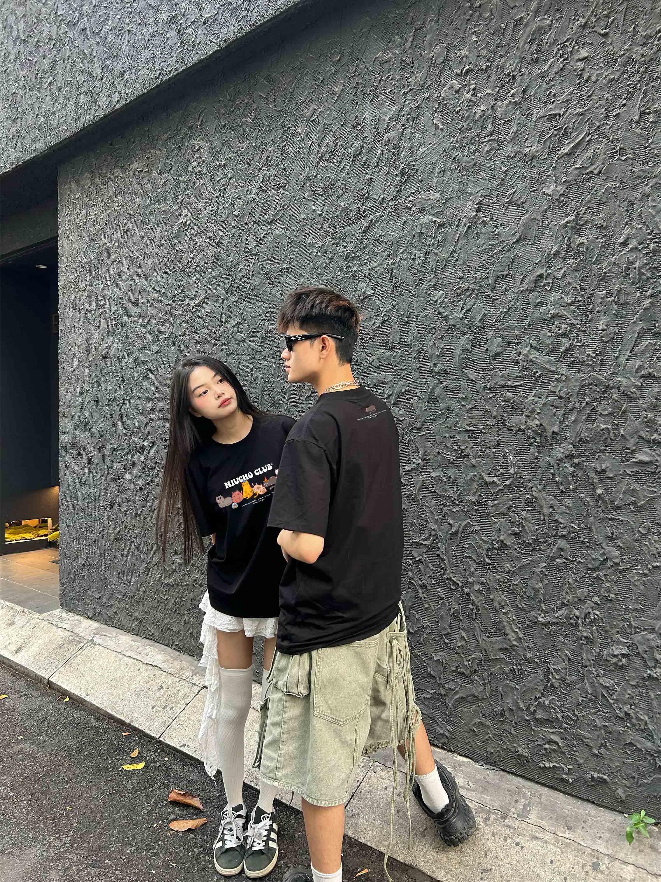 Áo phông đôi nam nữ form rộng 1953 Miucho Club cổ tròn vải cotton 2c 250gsm dày dặn in mix_thumbnail_3