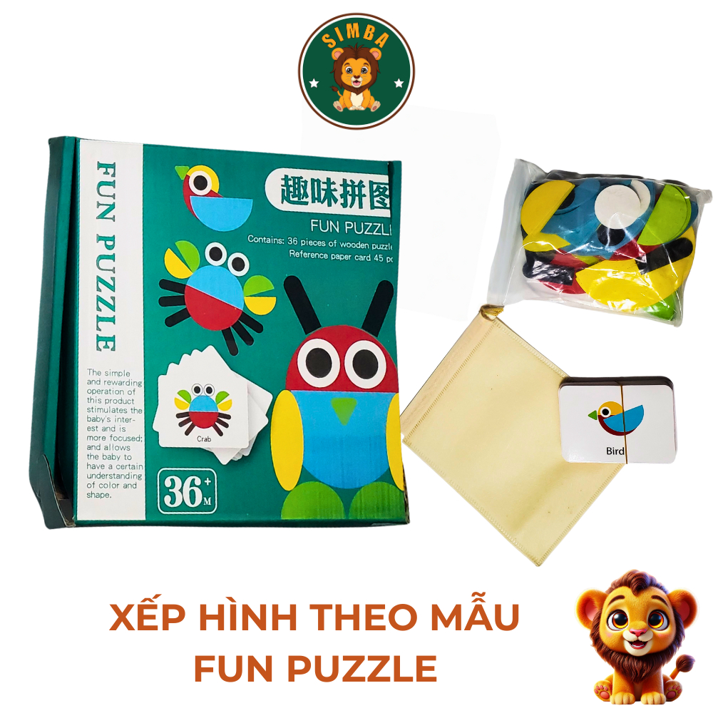 Đồ Chơi Gỗ Xếp Hình Theo Mẫu Fun Puzzle Simba Shop Kích Thích Sáng Tạo Rèn Luyện Tư Duy Logic Cho Bé