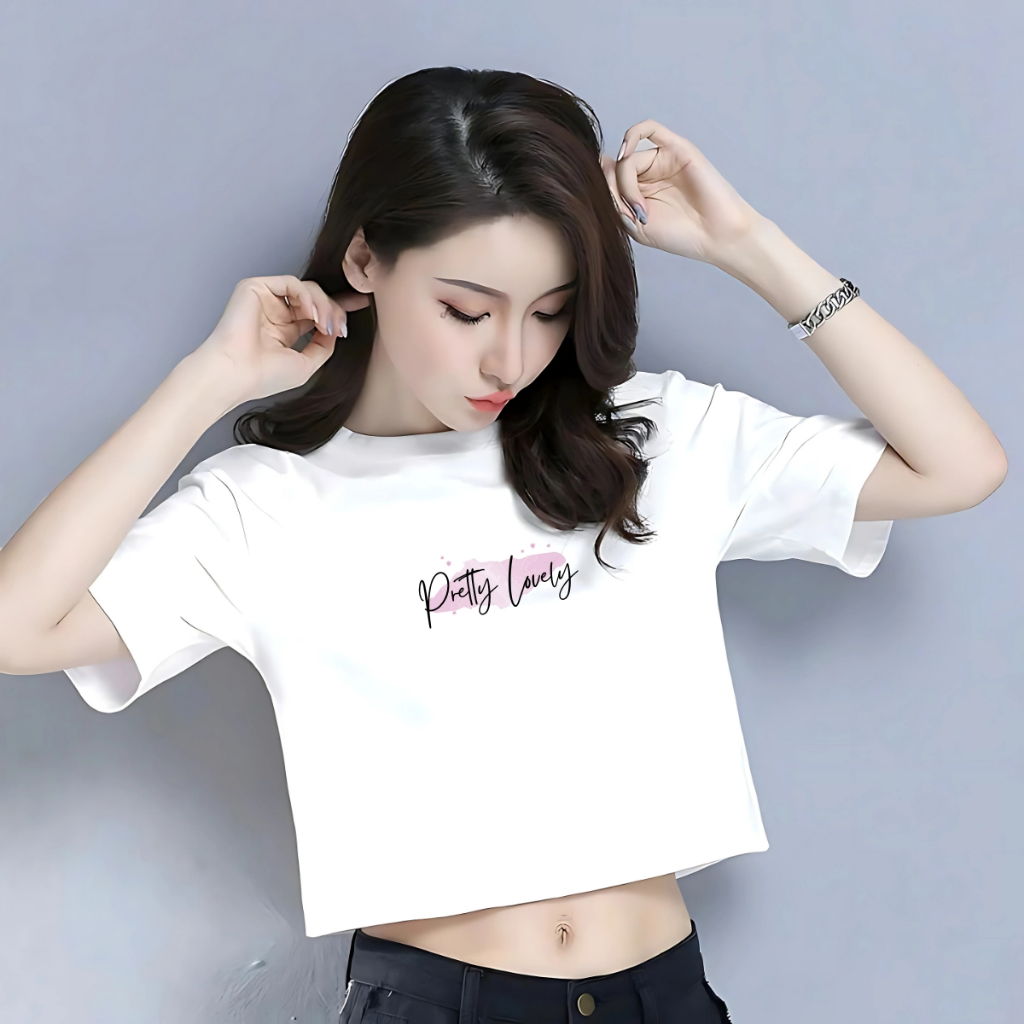 [Form Rộng] Áo croptop nữ 2 màu đen/trắng Pretty lovely - Áo croptop nữ Loza - GT7949_thumbnail_0