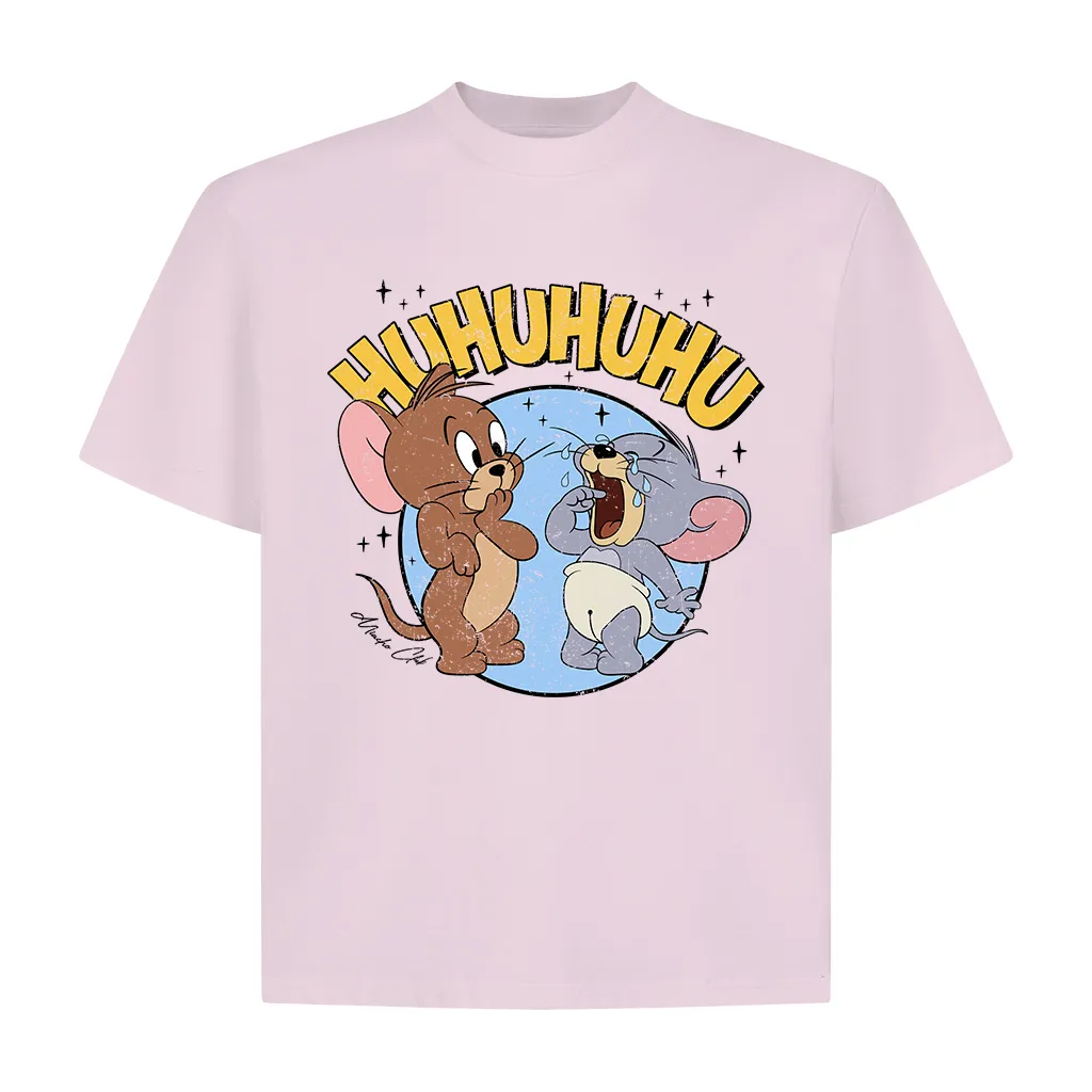 Áo thun form boxy HUHU AXD2470 Miucho chất vải cotton 2c thoáng mát cổ tròn in mix