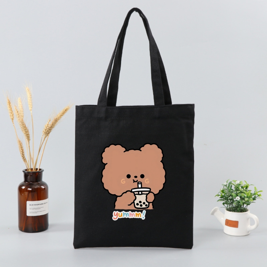 Túi tote vải canvas hình Gấu, Capybara có khoá kéo và ngăn phụ, đi học đi chơi - 𝐖𝐞 𝐓𝐞𝐞 TOTE02_thumbnail_4