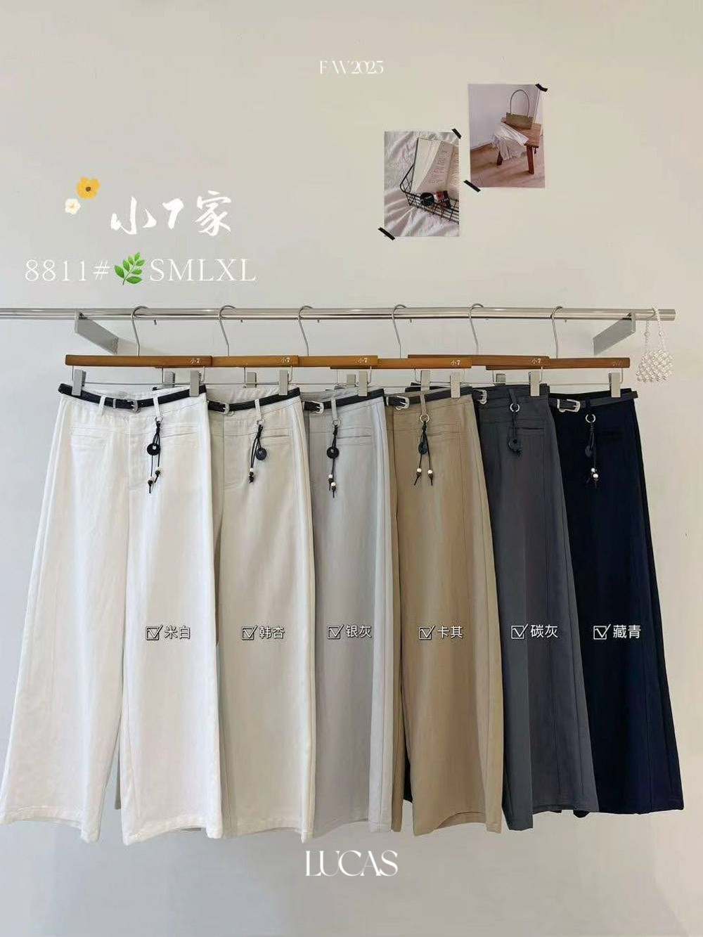 Lucas - Quần kaki ống suông đứng 8811 sẻ 2 túi trước + belt + charm