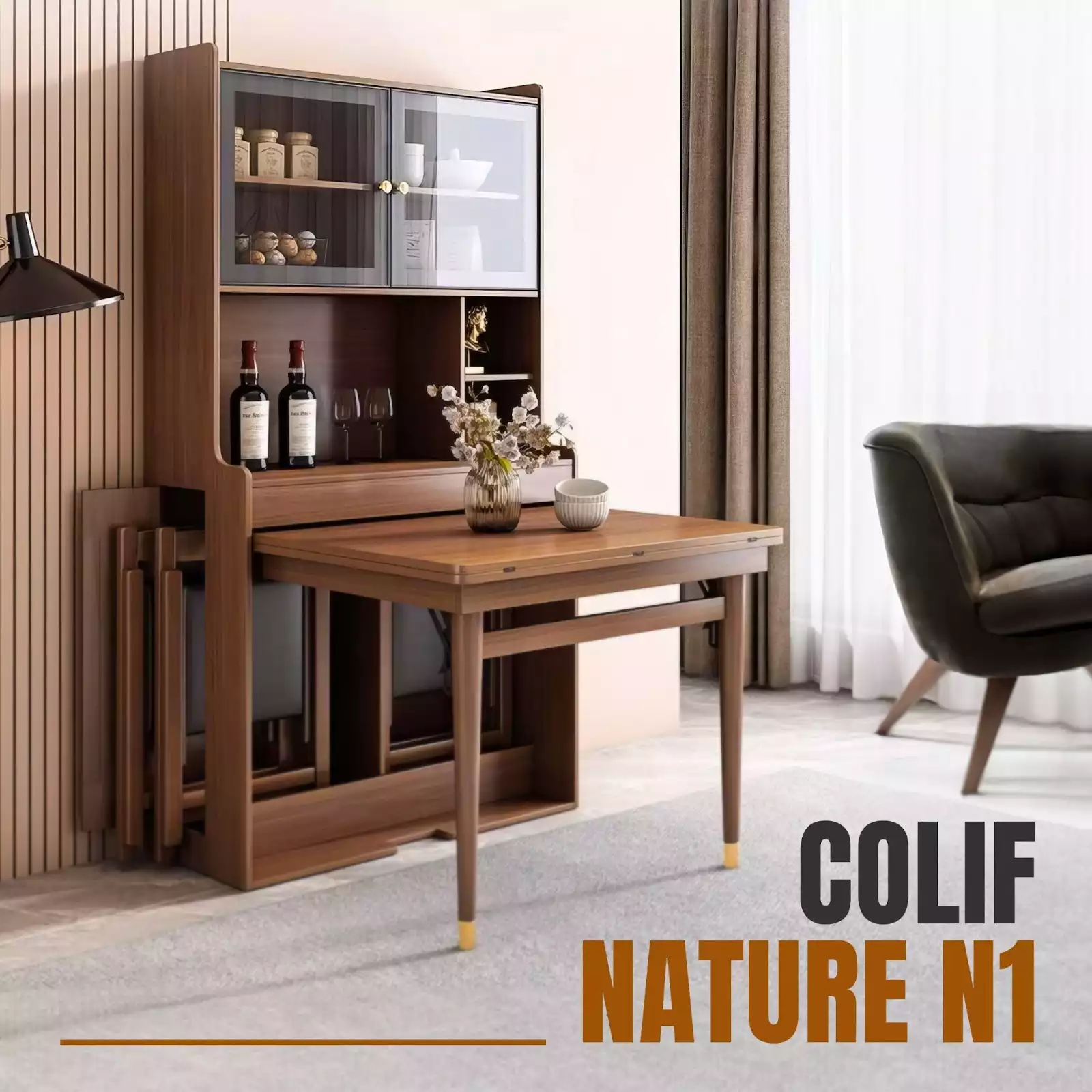 Bàn ăn đa năng kết hợp kệ tủ gấp gọn Nature N1_thumbnail_4