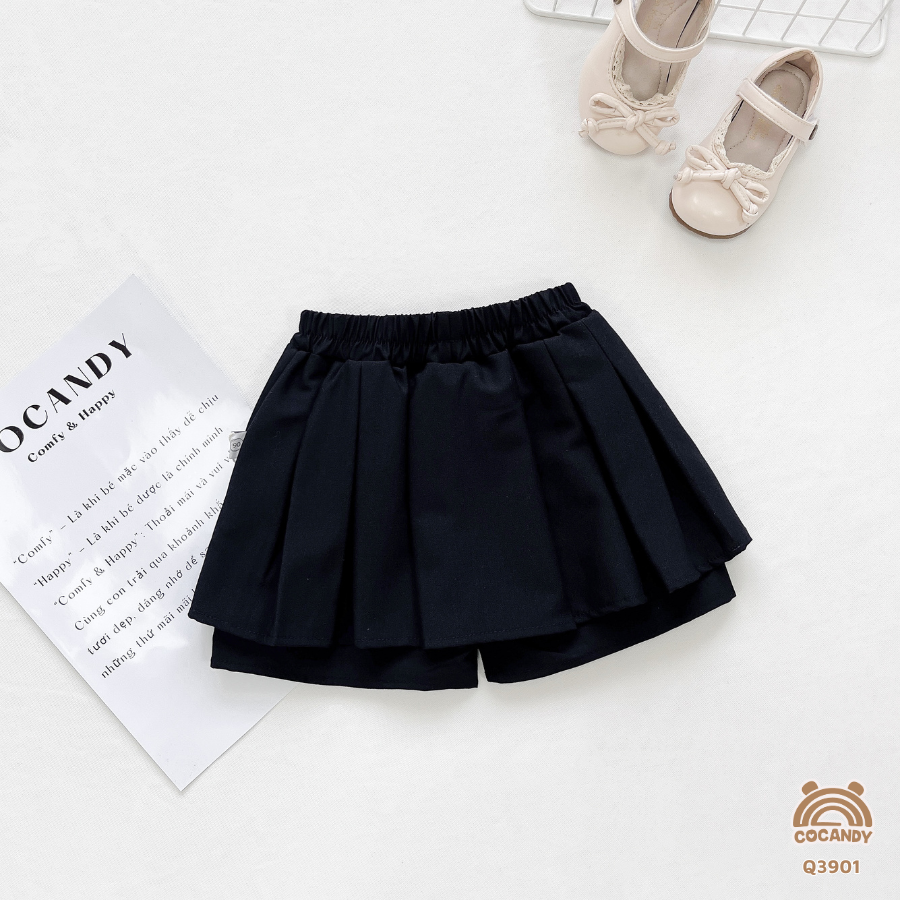 Quần váy ĐEN xếp ly bản to phối nơ_thumbnail_2