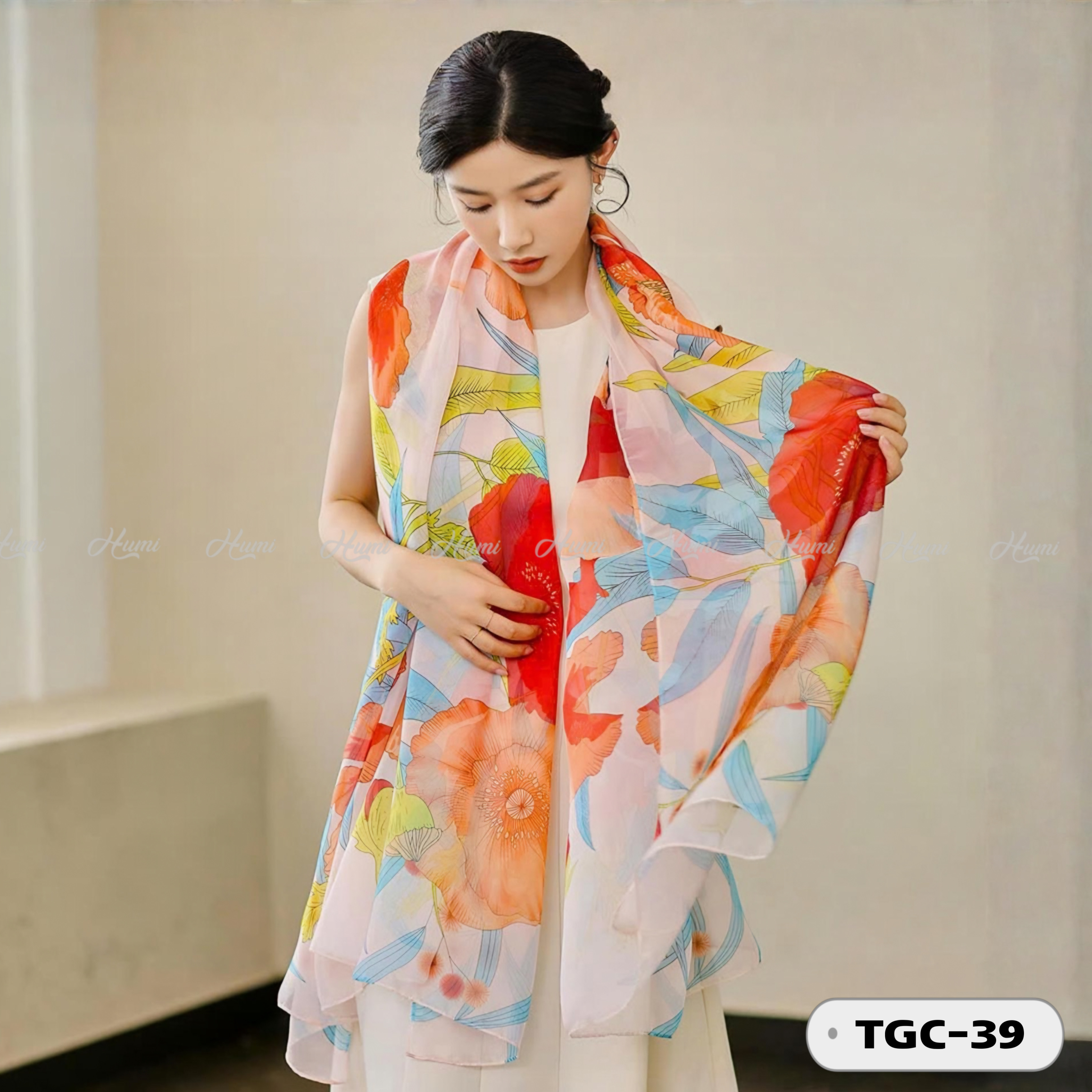 KHĂN LỤA TẰM HỌA TIẾT (TGC39)