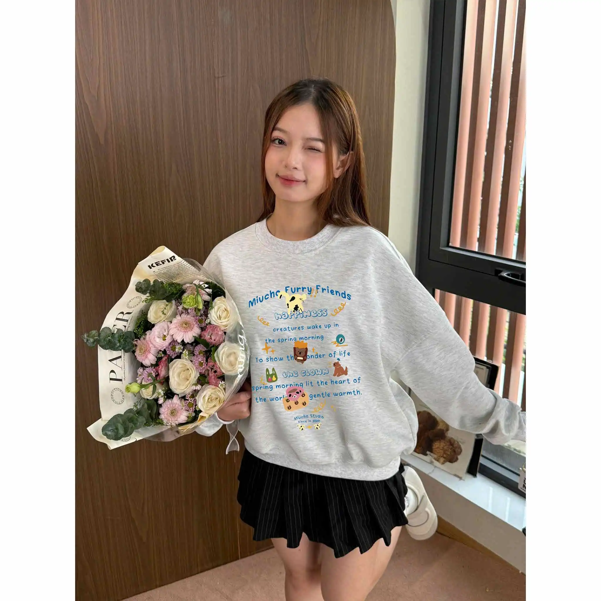 Áo Sweater boxy nam nữ Miucho vải nỉ 2 da thoáng mát thoải mái hoạt hình in mix 2842_thumbnail_7
