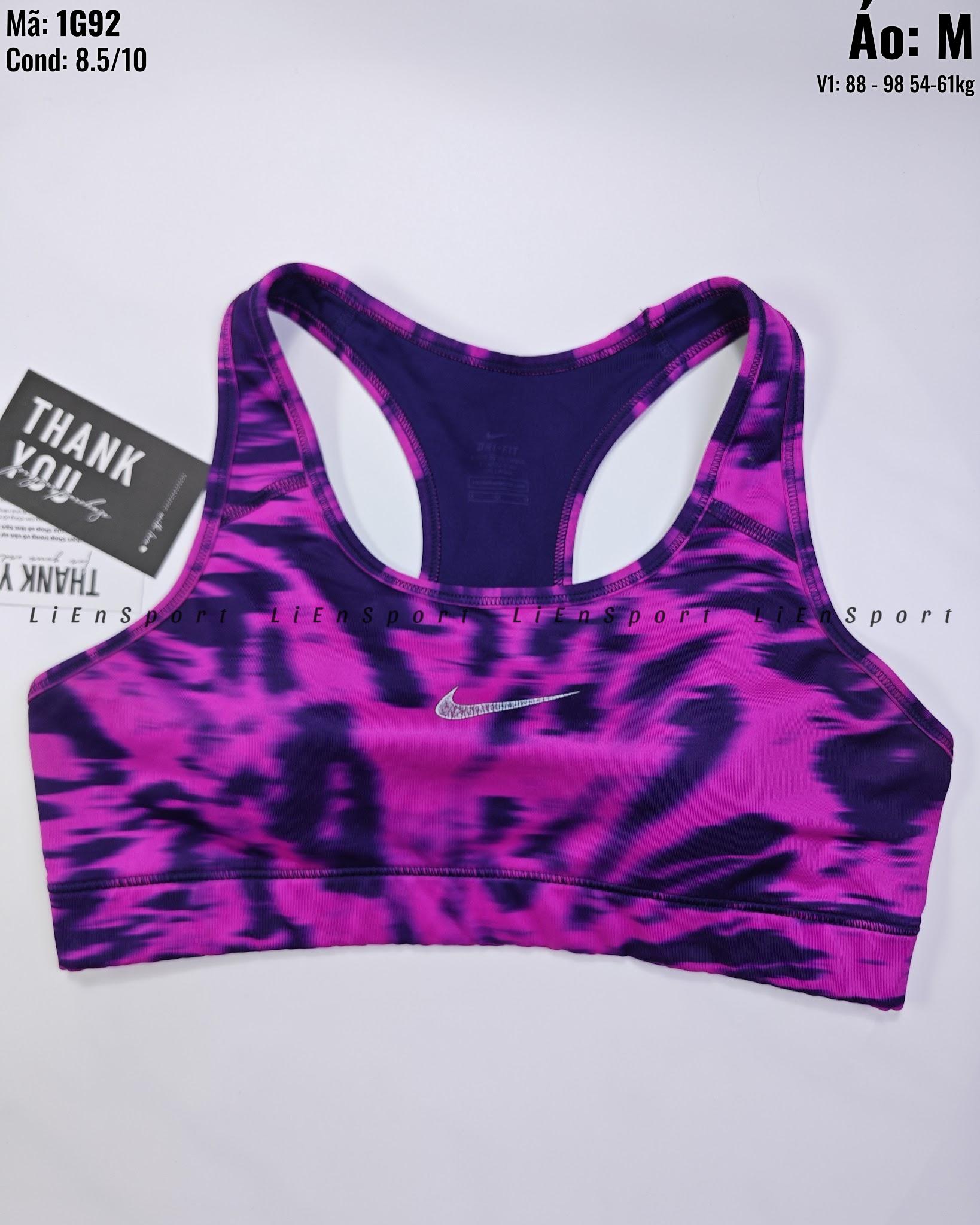 Nike Dri-FIT Áo bra thể thao Nữ Size M Tím xanh navy loang Auth 2nd Lưng chữ X năng động Co giãn tốt Thấm hút mồ hôi Tặng kèm mút rời Phù hợp gym yoga chạy bộ Mã:1G92