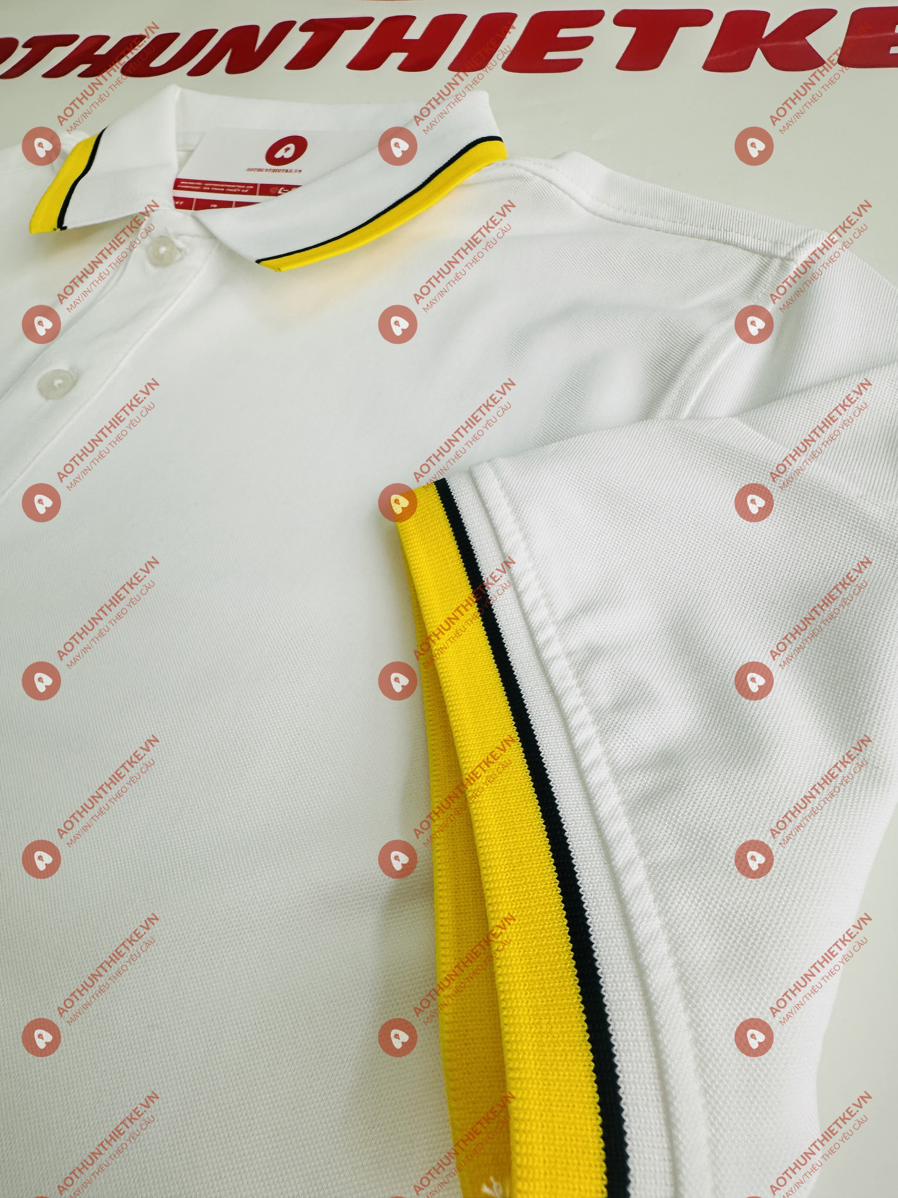 Áo Đồng Phục Polo 2 Sọc Trắng Vàng_thumbnail_2