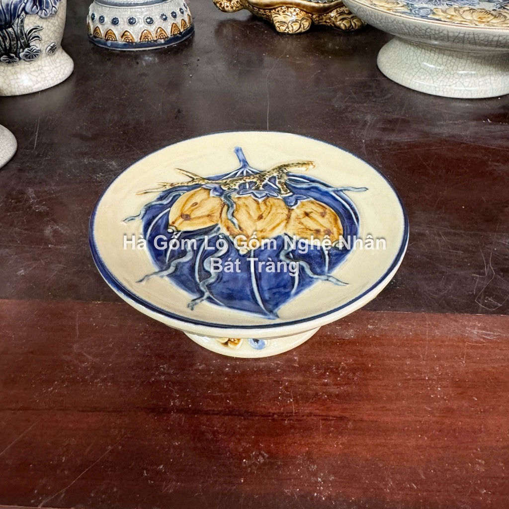 Men Hoàng Thổ - Đĩa Đựng Trầu Cau Thờ Cúng Bát Tràng - Nghệ nhân chế tác_thumbnail_5