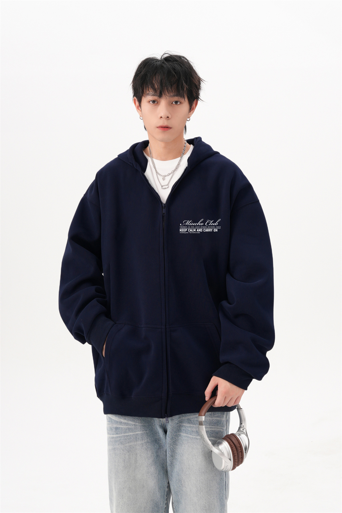 Áo hoodie zip nam local brand form rộng HZD1585 Miucho Club vải nỉ chân cua dày dặn mũ rộng in basic_thumbnail_4