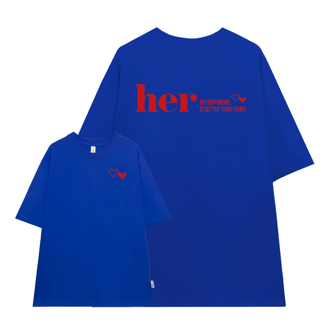 Áo thun cặp đôi couple đáng yêu from rộng ATD1368 Miucho vải cotton cổ tròn in Typography_thumbnail_9