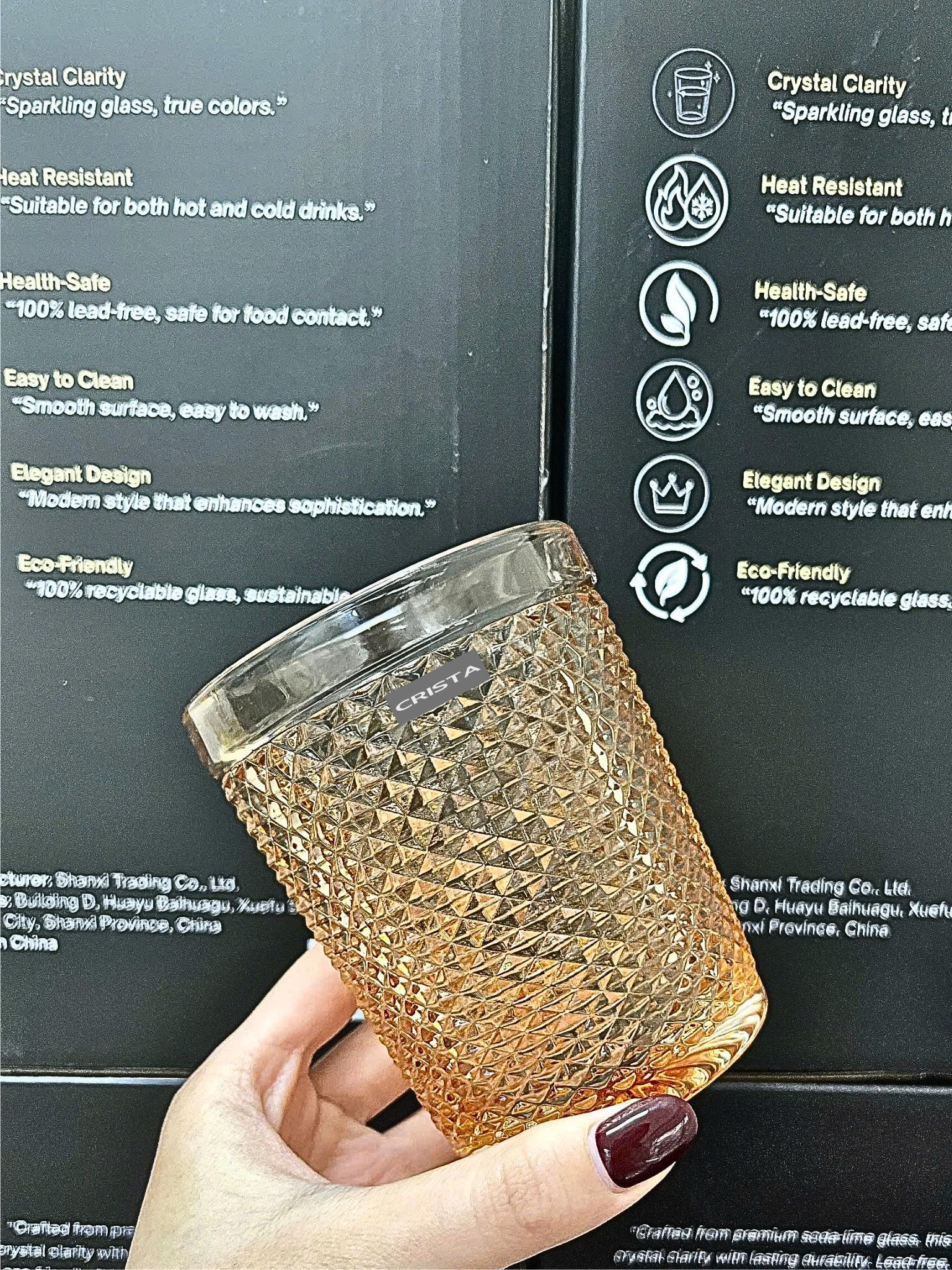 Bộ 4 cốc thủy tinh CRISTA HOME  vân kim cương 300ml_thumbnail_34