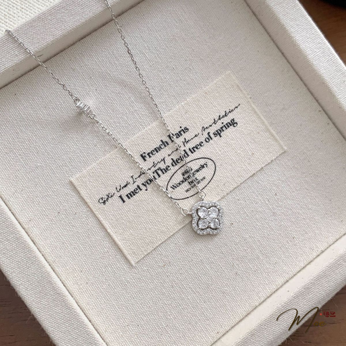 D286 - Dây chuyền Cỏ 4 lá kép pha lê