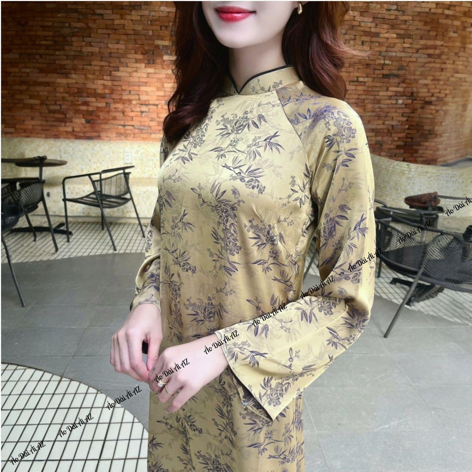 Áo Dài Cách Tân Nữ Dáng Suông Xưa Truyền Thống Tơ Hoa Lá MM01_thumbnail_3