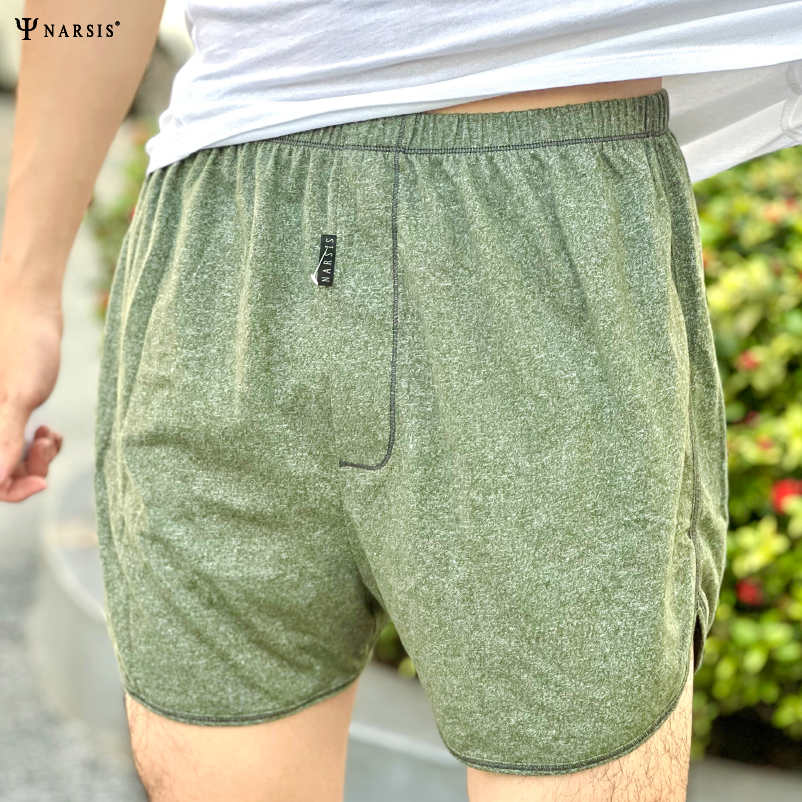 QUẦN ĐÙI NAM MÀU RÊU NARSIS CHẤT LIỆU COTTON CẠP CHUN CO GIÃN THOẢI MÁI S23014 NARSIS CHẤT LIỆU ...