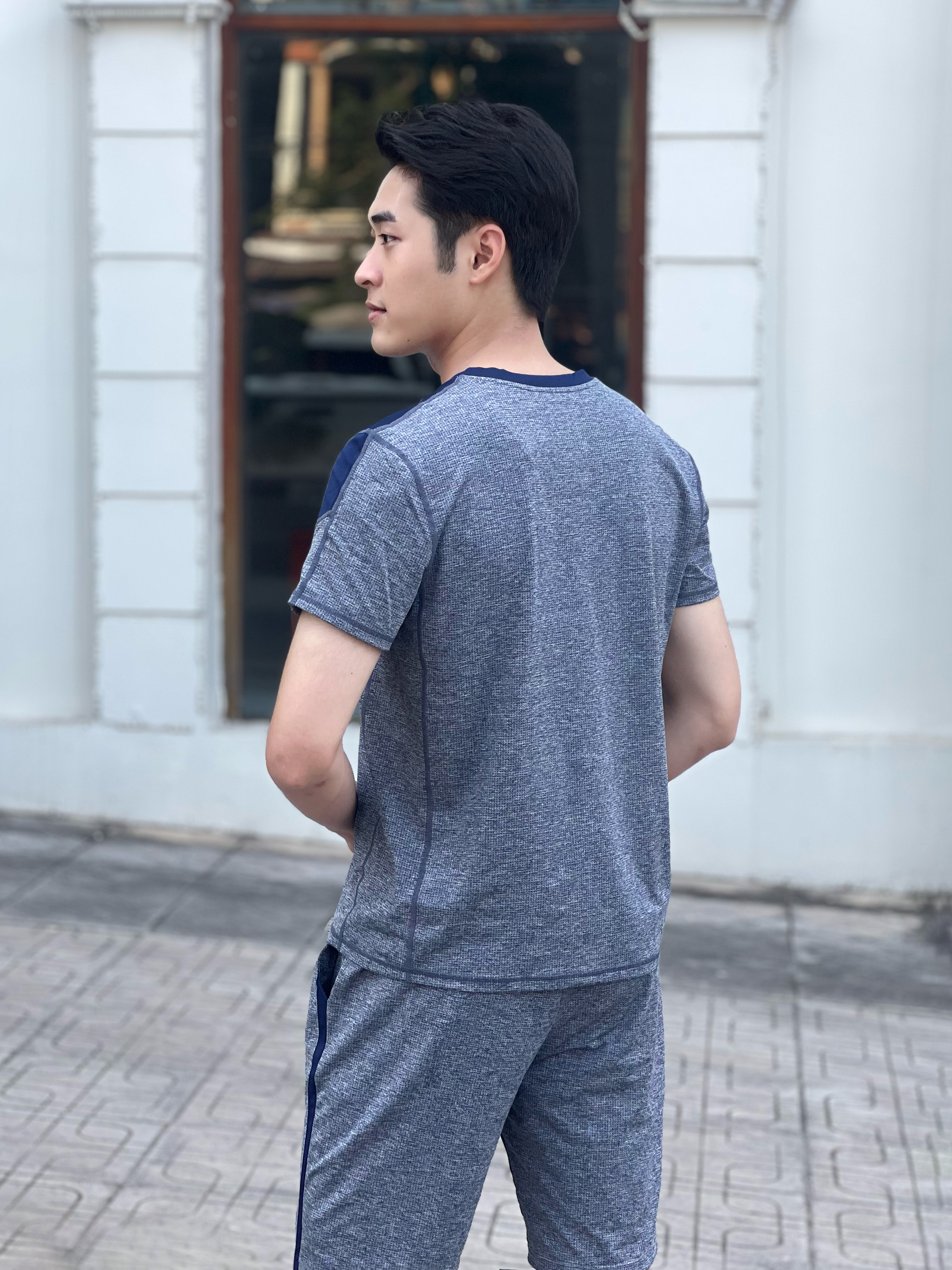 BỘ QUẦN ÁO THỂ THAO NAM POLYESTER LYCRA MÀU GHI ÁNH XANH NARSIS - PRO-ACTIVE KHỎE KHOẮN E23001 NA..._thumbnail_4