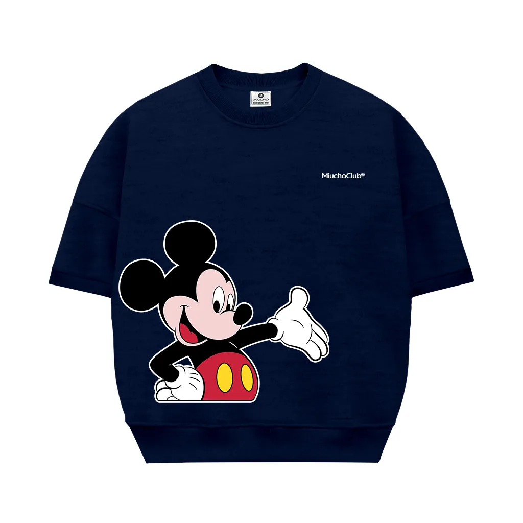 Áo sweater boxy nữ tay ngắn hình chuột mickey 2600 Miucho vải nỉ 2 da thoáng mát tay ngắn cổ tròn in mix_thumbnail_9