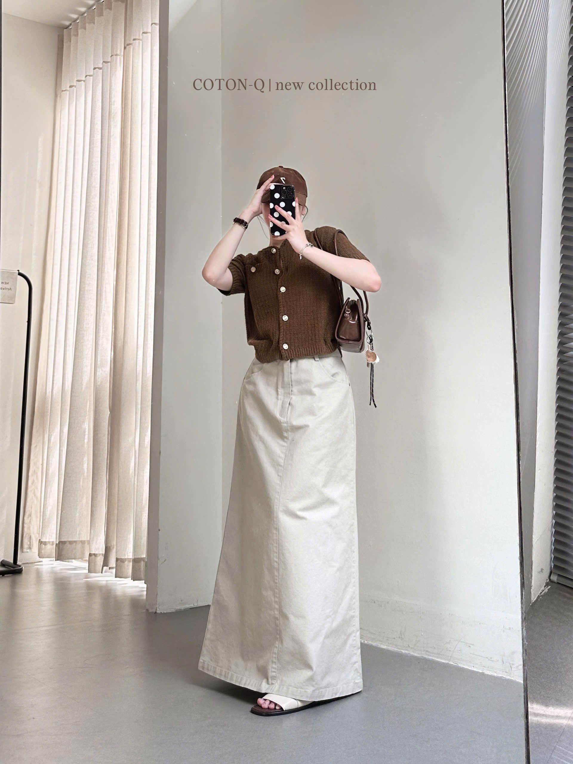 Chân váy dài Coton Q kaki xẻ sau ( BE )_thumbnail_8