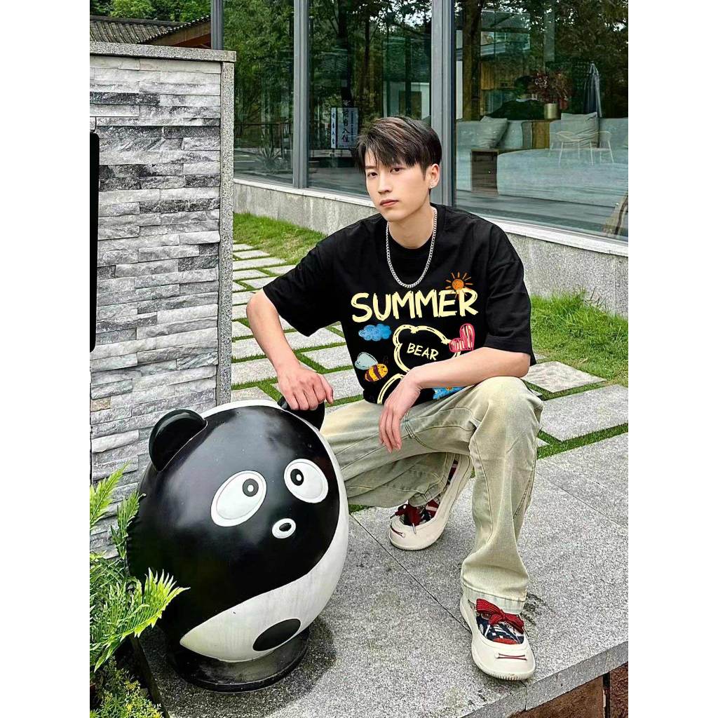 Áo thun nam form rộng local brand ATD1147 Miucho Man tay ngắn thoáng mát cổ tròn in mix BST hè biển_thumbnail_3