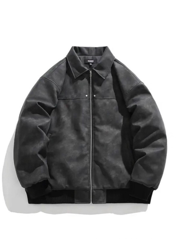 Áo khoác dáng bomber chất liệu da PU