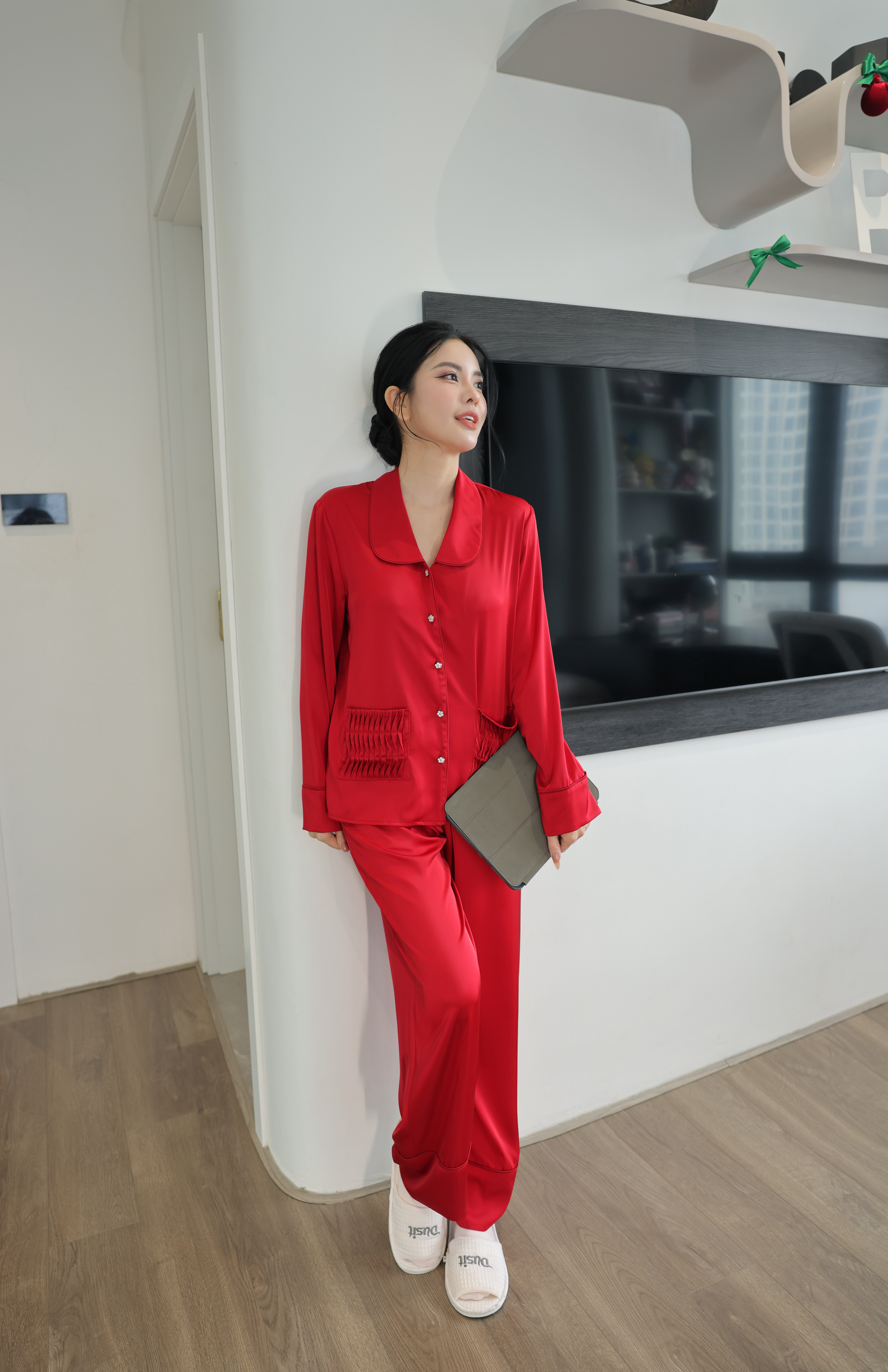 Bộ Lụa Áo Dài Tay, Quần Dài BN672_thumbnail_14