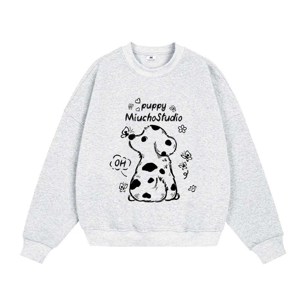 Áo Sweater nam nữ form boxy Miucho Studio nỉ 2 da mềm mại thoáng mát Puppy in mix 2792_thumbnail_0