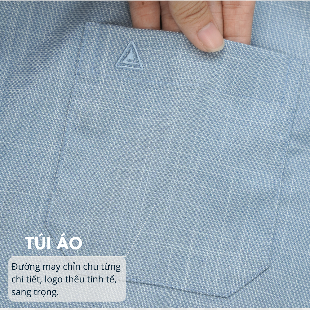 Áo sơ mi nam Trung niên thêu logo PAPAGO tay ngắn lai ngang - P25SNTT002_thumbnail_3