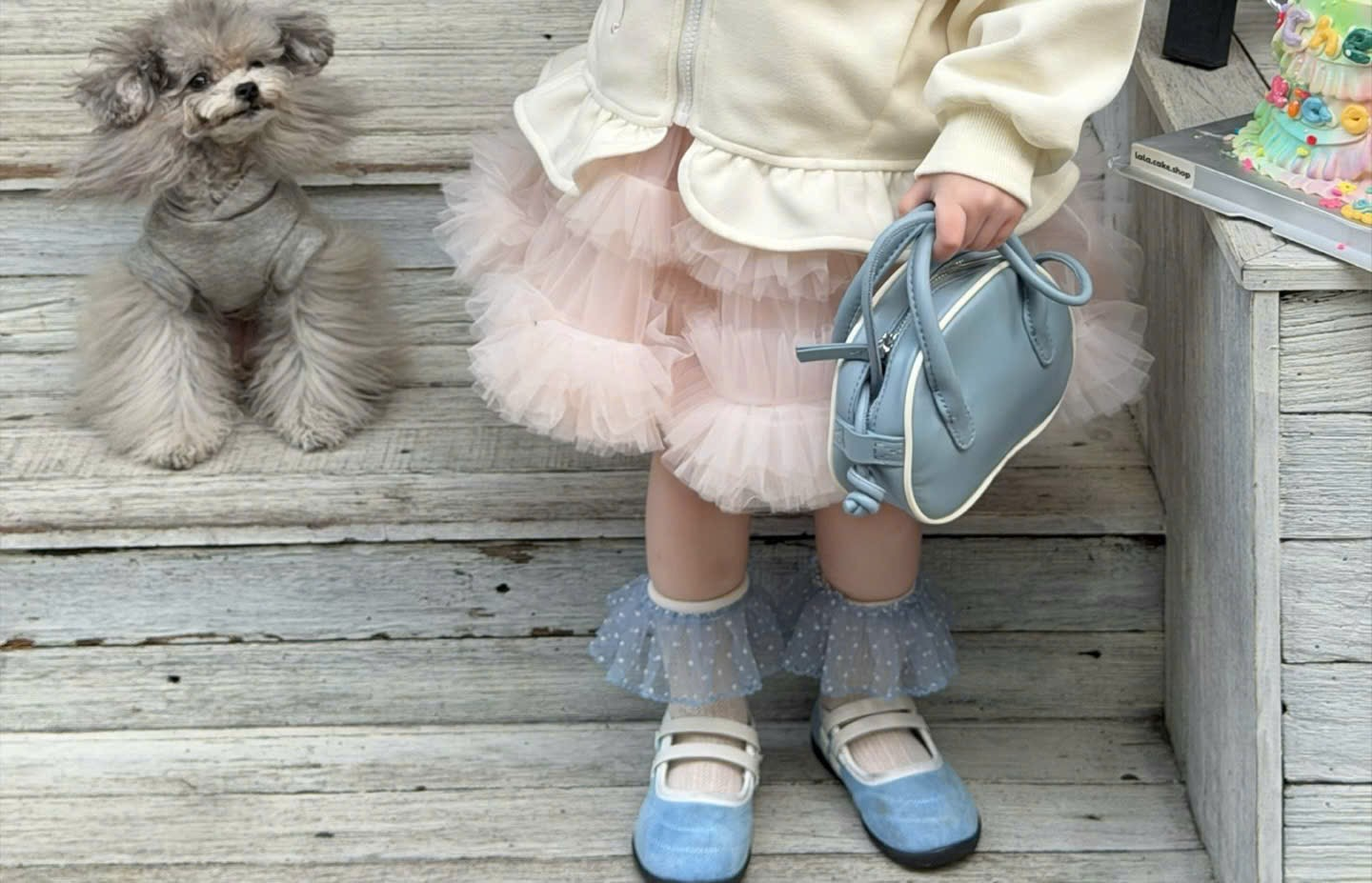 (E155) Chân váy tutu 2 màu hồng và kem  CX7